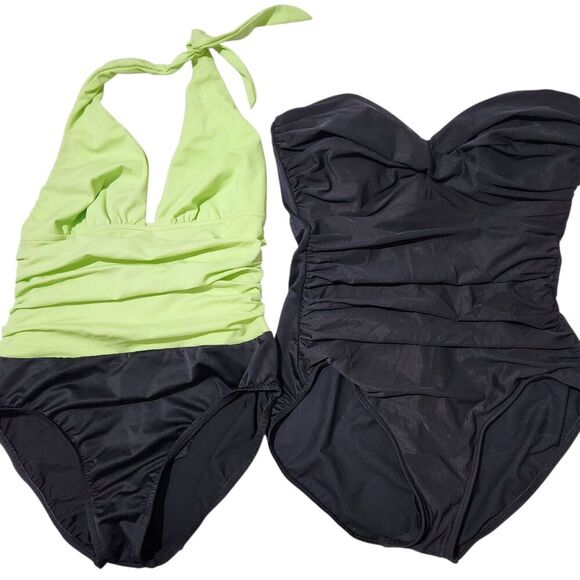 Miraclesuit Swimsuit For Women Size 14. 2pcs!! One Green One Black - Picture 1 of 14